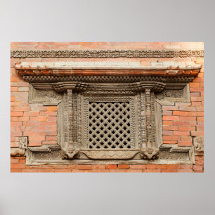 Póster Antigua ventana en el patio Nasal Chowk de Hanuman
