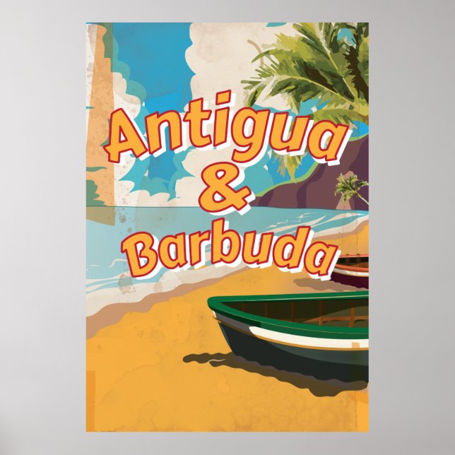 Póster Antigua y Barbuda Poster de vacaciones de época (Frente)