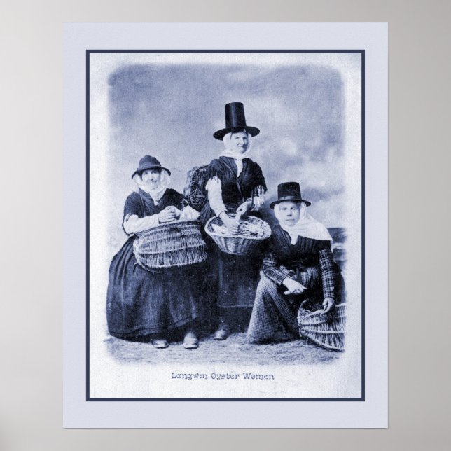 Póster Antiguas mujeres galesas ostras (Frente)