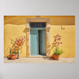 Póster Antiguas puertas verdes auténticas en Nicosia Chi