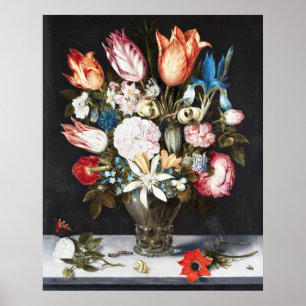 Póster Antiguas Tulipas y Rosas Holandesas de Bosschaert 