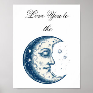 Póster Antigüedad de dibujo de luna
