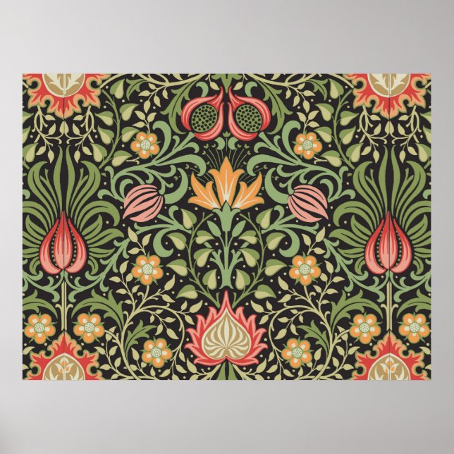 Póster Antigüedad floral persa William Morris (Frente)