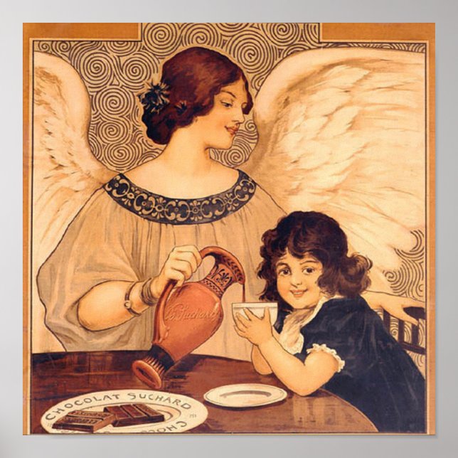 Póster Antigüedad francesa de Chocolate Angel (Frente)