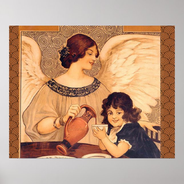 Póster Antigüedad francesa de Chocolate Angel (Frente)