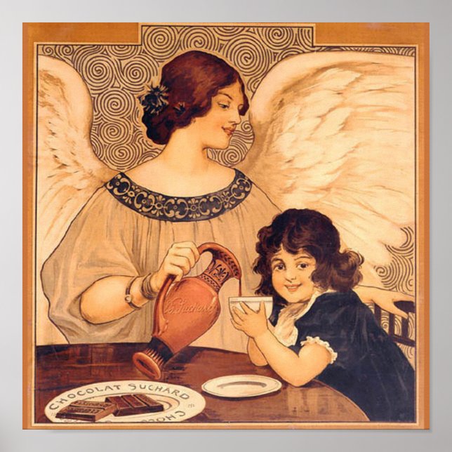 Póster Antigüedad francesa de Chocolate Angel (Frente)