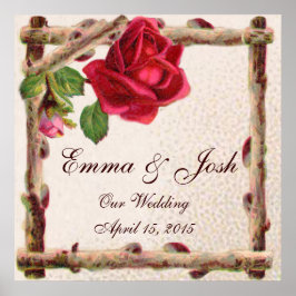 Póster Antigüedad victoriana antigua rosa rústica