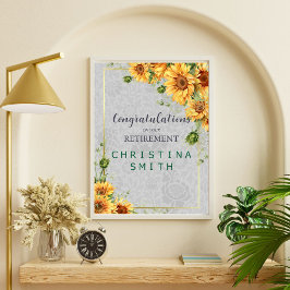 Póster Antiguo acuarela Jubilación de girasol Idea Fiesta