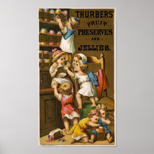 Póster Antiguo anuncio de conservación de fruta de la era