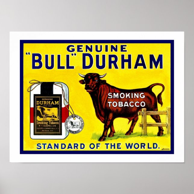 Póster Antiguo anuncio de tabaco Bull Durham de los años  (Frente)