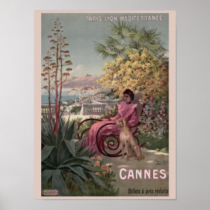 Póster Antiguo anuncio de viaje francés de Cannes
