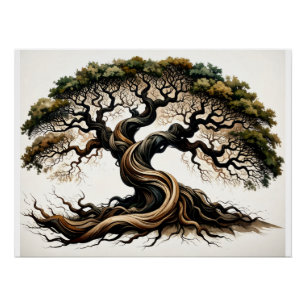 Póster Antiguo árbol torcido