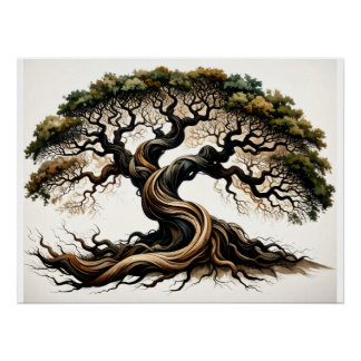 Póster Antiguo árbol torcido