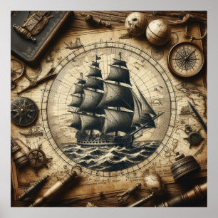 Póster Antiguo barco pirata 4