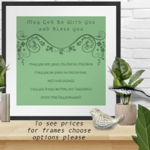 Póster ANTIGUO BODA IRLANDÉS Bendiciendo a Clover Swirls