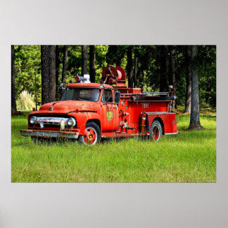 Póster Antiguo camión de bomberos