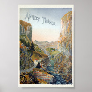Póster Antiguo de Annecy Thones 1899