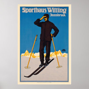 Póster antiguo de esquí en Innsbruck, Austria - En