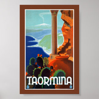 Póster antiguo de Italia Taormina Sicilia