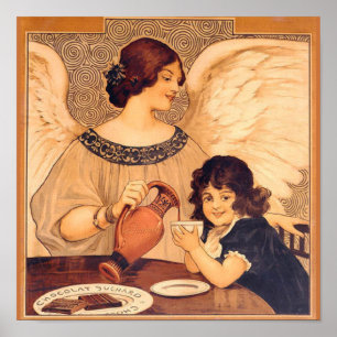 Póster Antiguo del Ángel de Chocolate Francés: Art