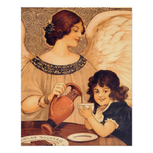 Póster Antiguo del Ángel de Chocolate Francés: Art