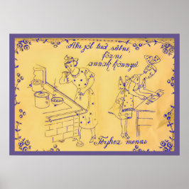 Póster Antiguo diseño de tela de pared húngaro