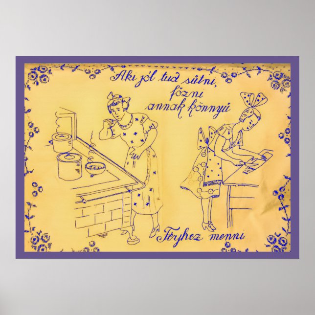 Póster Antiguo diseño de tela de pared húngaro (Frente)