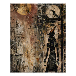 Póster Antiguo Egipto Faraón Bendición De Dios De La Luna