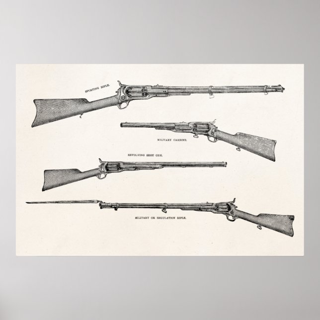 Póster Antiguo escopeta de la década de 1800 disparó a vi (Frente)