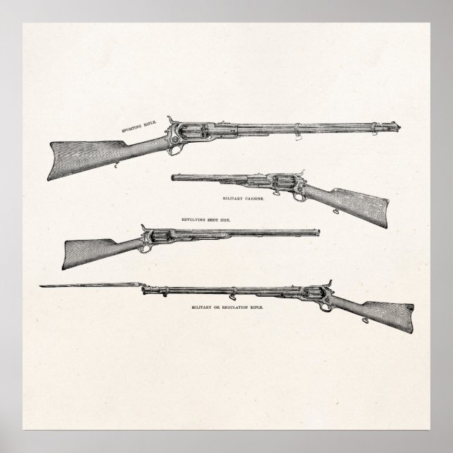 Póster Antiguo escopeta de la década de 1800 disparó a vi (Frente)