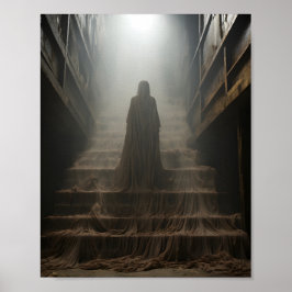 Póster Antiguo Fantasma De Casa Abandonada En Las Escaler