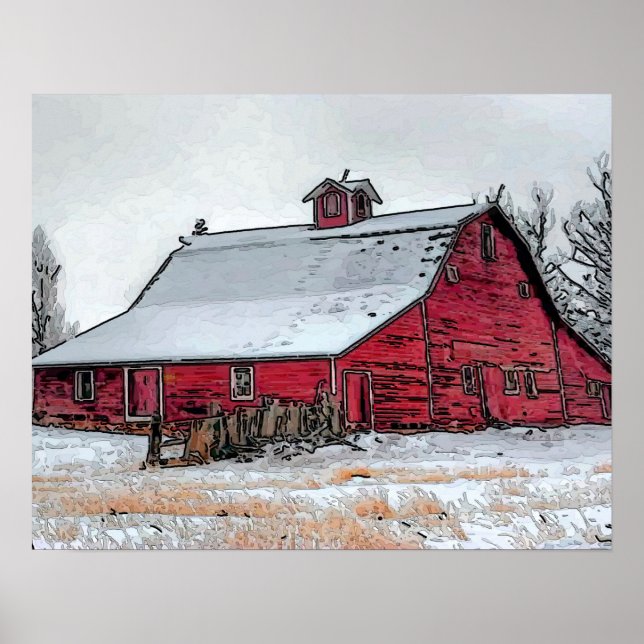 Póster Antiguo granero rojo (Frente)