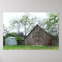 Póster Antiguo granero y cobertizo de Texas