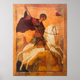 Póster Antiguo ícono ruso de San Jorge