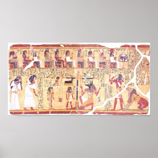 Póster Antiguo libro egipcio de muertos pesando el té (Frente)