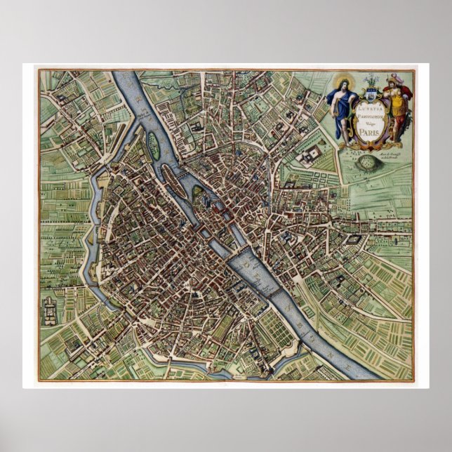 Póster Antiguo MAP PARIS vintage viejo (Frente)