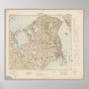 Póster Antiguo mapa de Copenhague de 1941, cartel de Dina