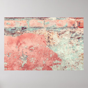 Póster Antiguo muro de hormigón texturado con defectos na