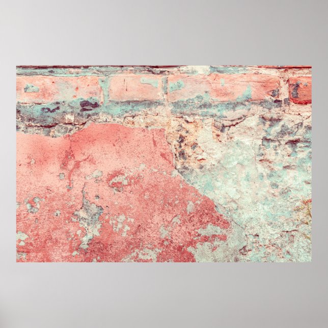 Póster Antiguo muro de hormigón texturado con defectos na (Frente)