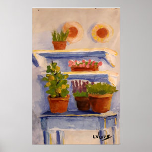 Póster Antiguo País Francés Sunny Estanques Al Aire Libre