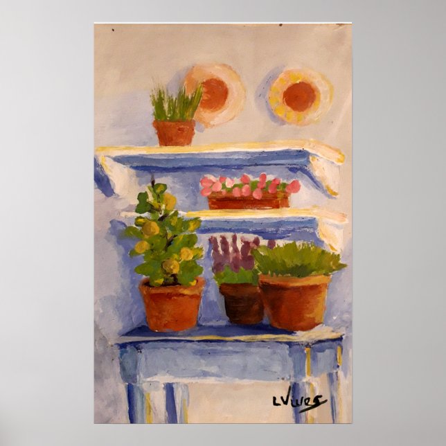 Póster Antiguo País Francés Sunny Estanques Al Aire Libre (Frente)