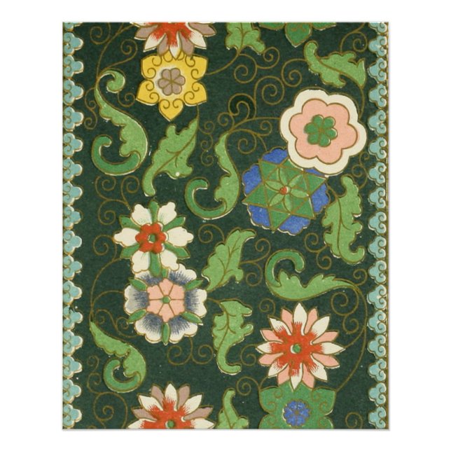 Póster Antiguo patrón chino de cloisonné: jade verde (Anverso)