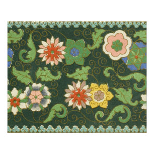 Póster Antiguo patrón chino de cloisonné: jade verde