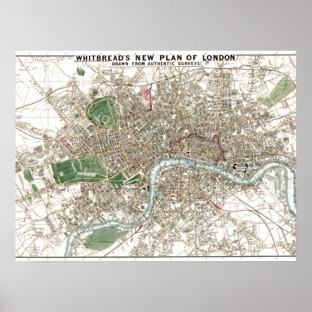 Póster Antiguo plan de la ciudad de Londres (Frente)