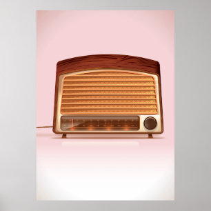 Póster Antiguo planificador de radio retro vintage