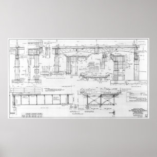 PÓSTER ANTIGUO PUENTE DE LA BAHÍA DE OAKLAND BLUEPRINT 19
