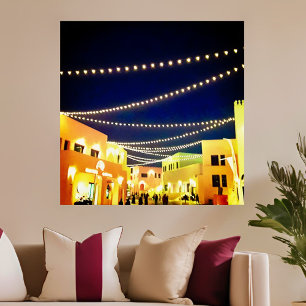 Póster Antiguo puerto de Doha de noche