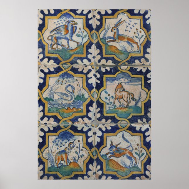 Póster Antiguo Reino de los Azulejos de Cerámica (Frente)