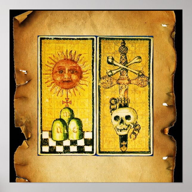 PÓSTER ANTIGUO RENAISSANCE TAROTS /EL SOL, LA PAZ DE LOS  (Frente)