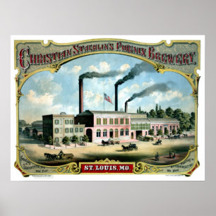 Póster Antiguo restaurado Saint Louis MO Brewery litho ad